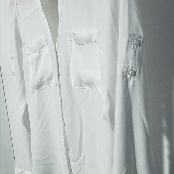 EXPRESS Portofino Slim fit LS shirt- WOMEN SIZE XS- White - Picture 4 of 12